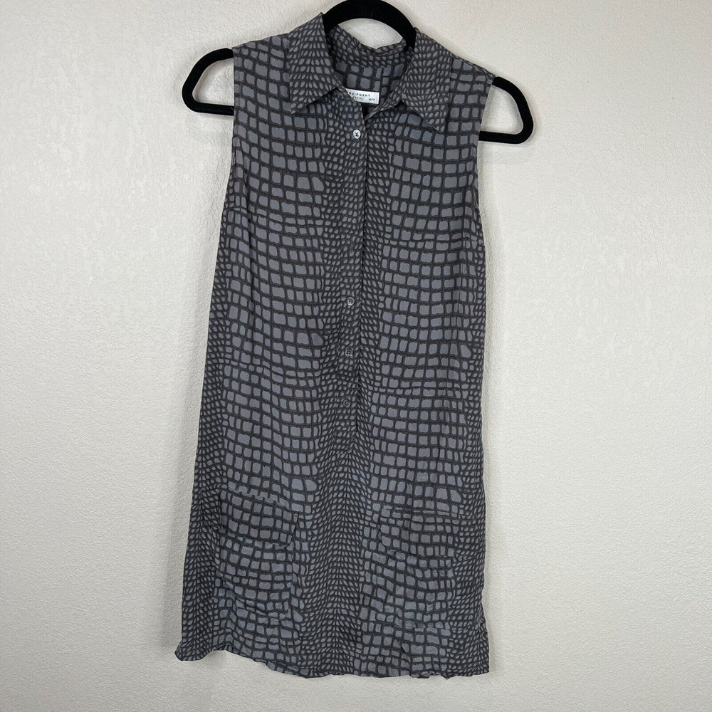 Equipment Women's Geometric Lucida Shift Dress Professional Gray Animal Print XS